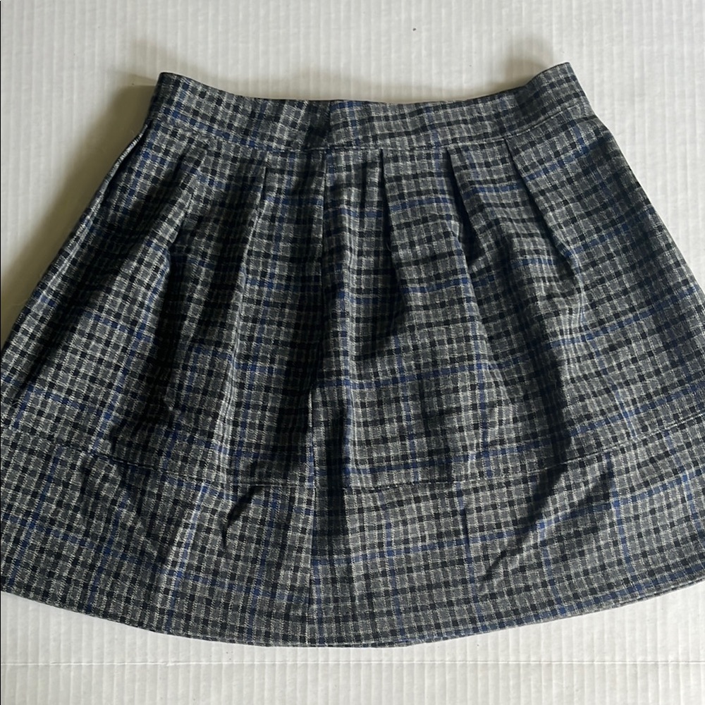 Dark Academia Navy and Gray Plaid Skirt